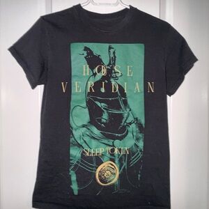 Hot Topic Black Tee with Green and Gold Graphic